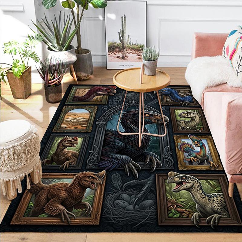 Prehistoric Creatures Pattern Rug Floor Mat for Living Room or Bedroom Soft and Comfortable Carpet a Gift for Birthday and Holiday.