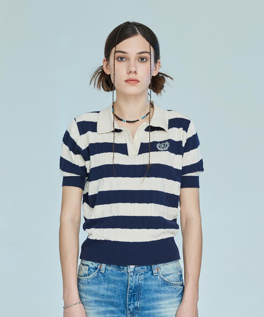 LARTIGENT L10 Stripe Puff Knit(Navy)