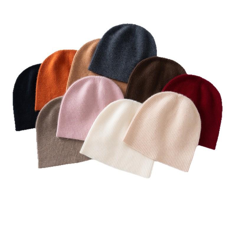 Autumn and winter new cashmere blended warm knitted big head circumference men's and women's cashmere hats