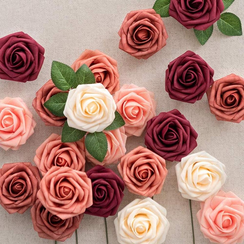 1 Box Artificial PE Foam Rose Flowers Bridal Bouquets for Wedding Table Home Party Gift Decorations DIY Scrapbook Supplies