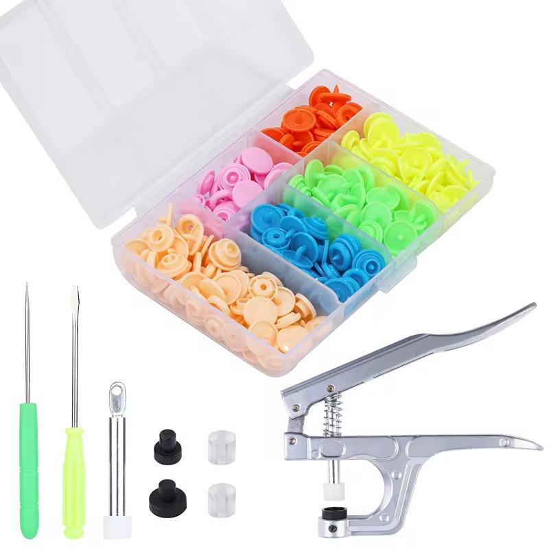 Fenrry 85/150/170/360Sets T5 Plastic Snap Button Fastener Snaps Pliers Sewing Tool Kit Press Machine Resin Garment Accessories