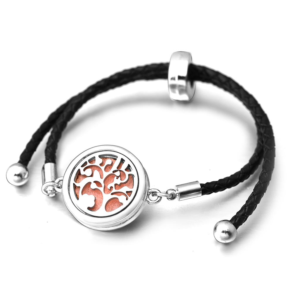 Engel Flügel Herzförmiger Edelstahl Aromatherapie Armreif Verstellbares Leder Schnallenarmband Damen Diffusor Medaillon Schmuck