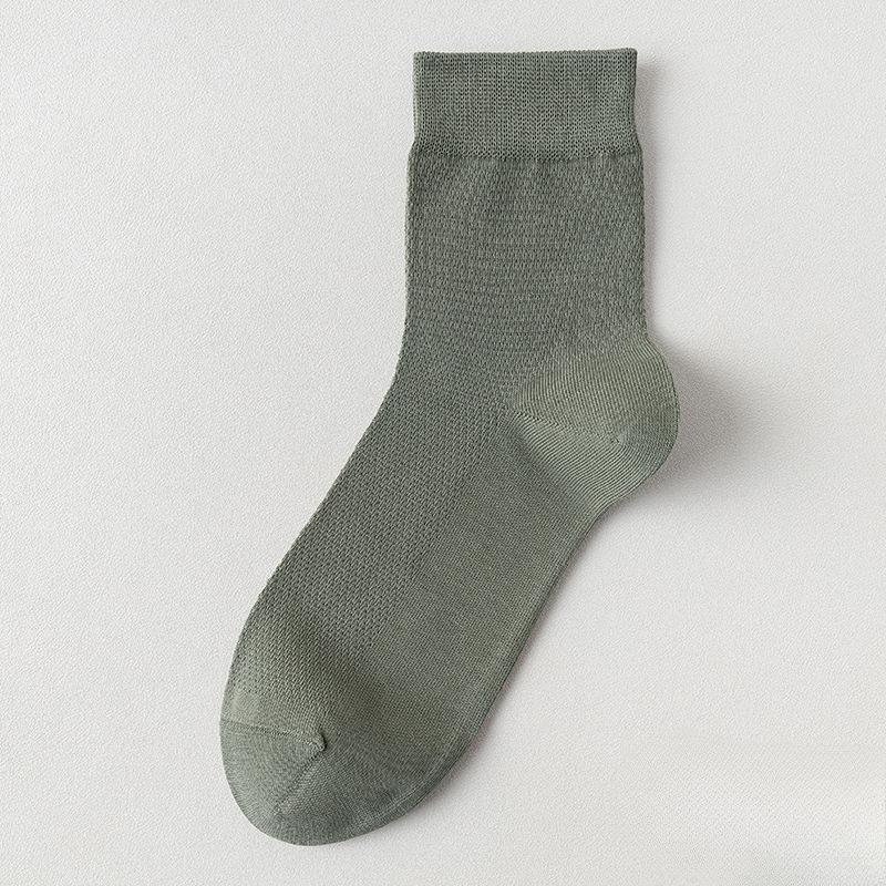Men Spring and Summer Thin Cotton Pure Color Mesh Anti Bacterial Deodorant Socks
