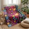 Colorful Bugs and Butterflies Blanket Personalized Name Flannel Blanket Soft Cozy Plush Throw for Sofa Bed Lightweight Home Decor