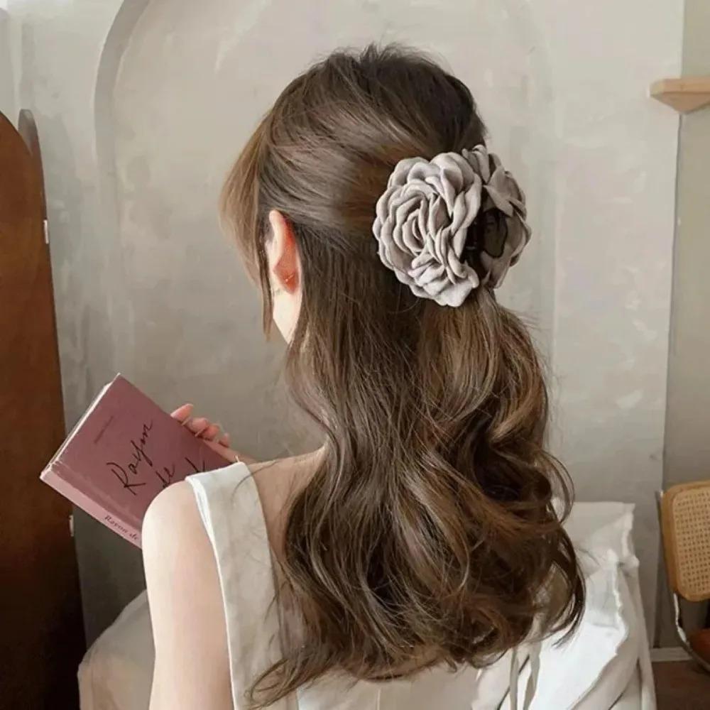 Pinze per Capelli a Forma di Fiore di Rosa in Tessuto Stile Francese, Eleganti Fermagli per Capelli Pinzette Accessori per Capelli Regalo per Donne Ragazze