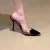 High heels transparent love surface spring and summer new color matching thin heels women's shoes light mouth bag head half drag pointed women's shoes