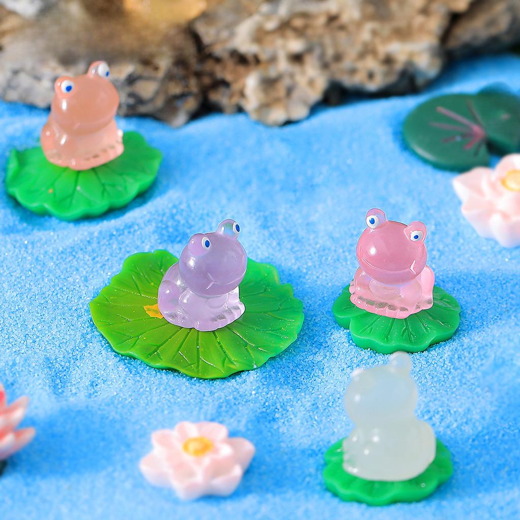 Colorful Glowing Little Frog Resin Figurine Adorable Cartoon Animal Decor