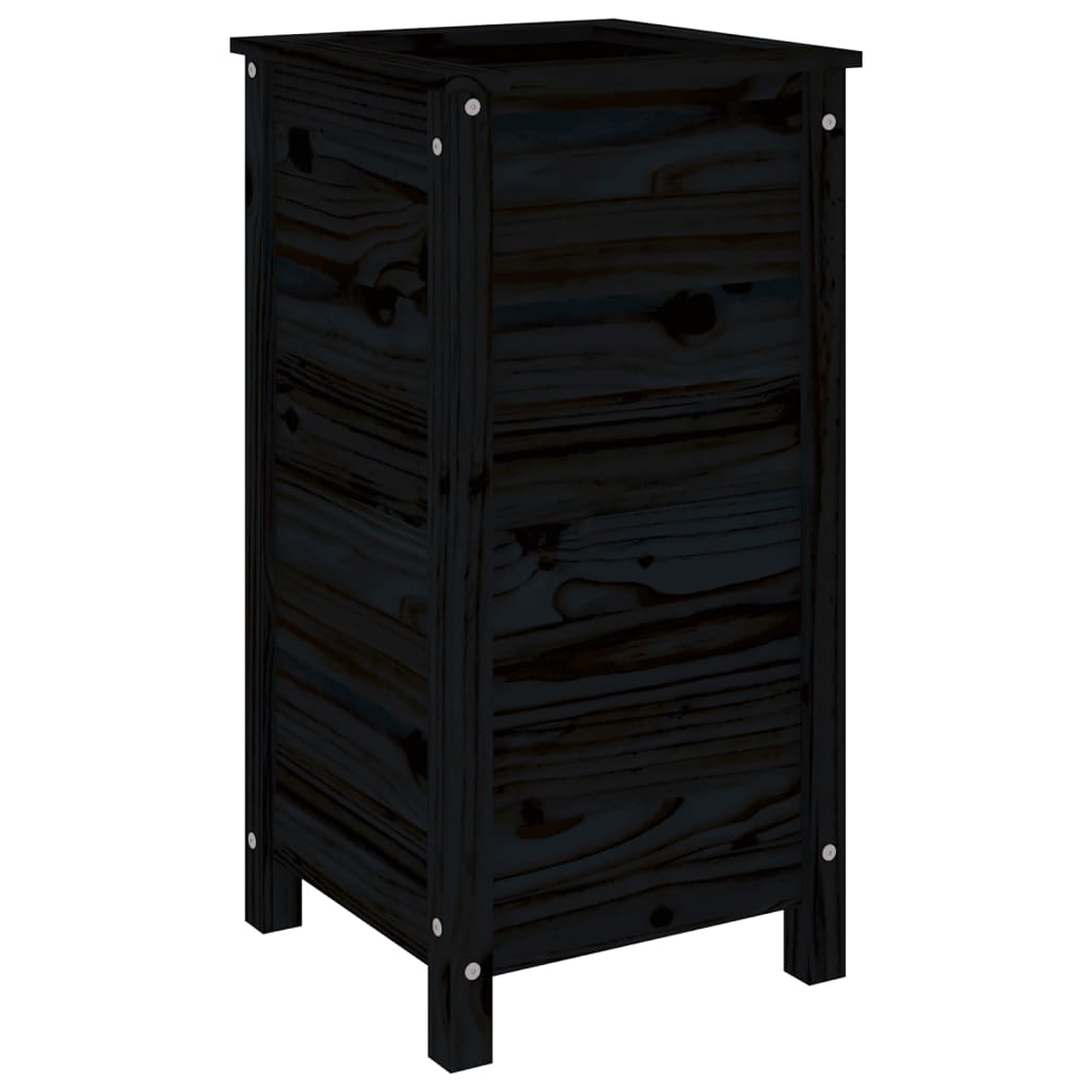 Plant Pot Black 40x40x78 Cm Solid Pine Wood