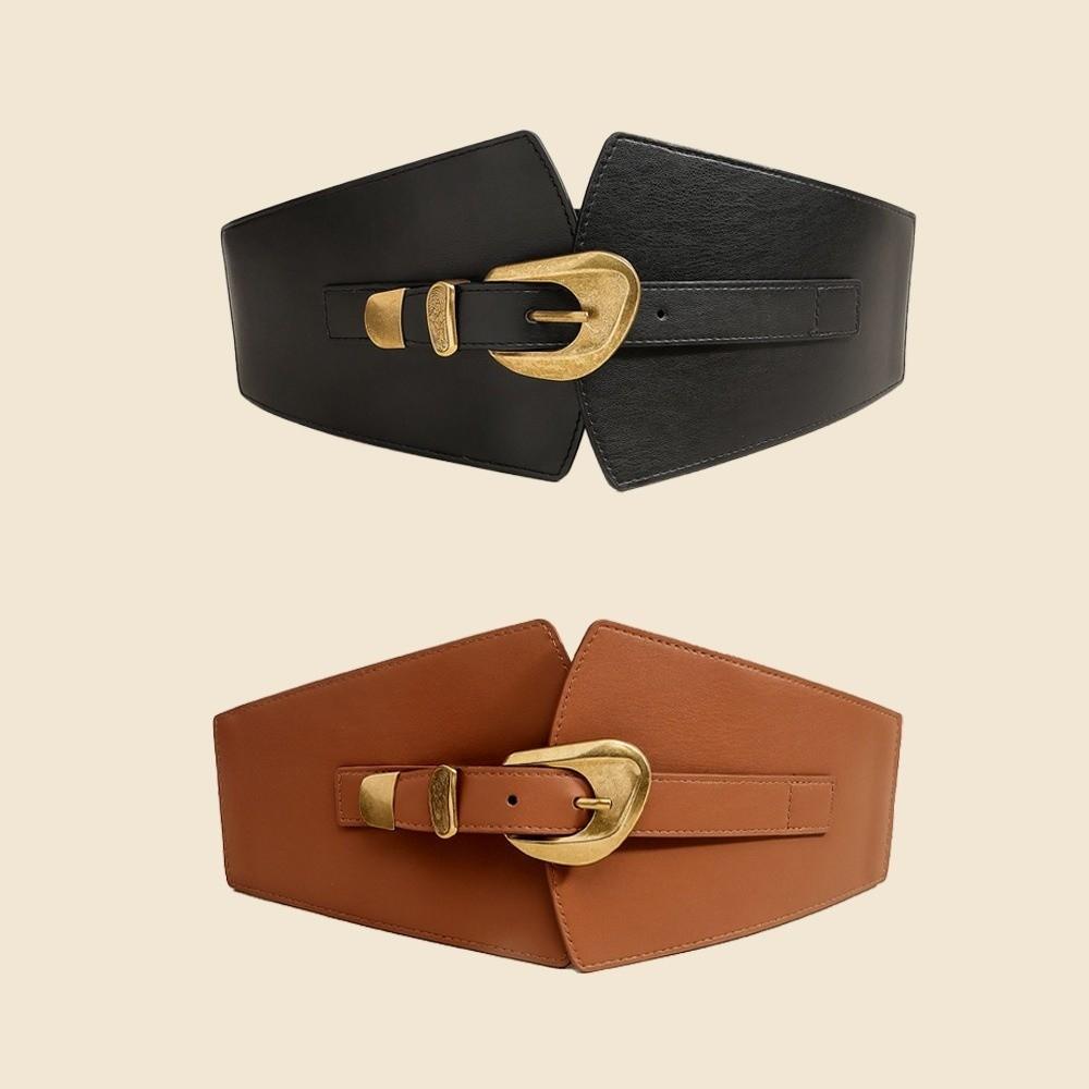 Geometric Buckle Women's Slimming Belt PU Dress Waistband Fashionable Elastic Waist Belt Women