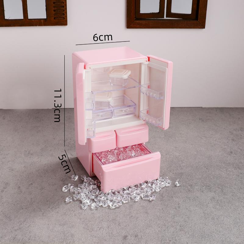 

1 Collection Miniature Food Enjoy Kitchen Scene Pocket Furniture Model 1:12 Playhouse Playthings Doll House Cartoon Mini Refrigerator