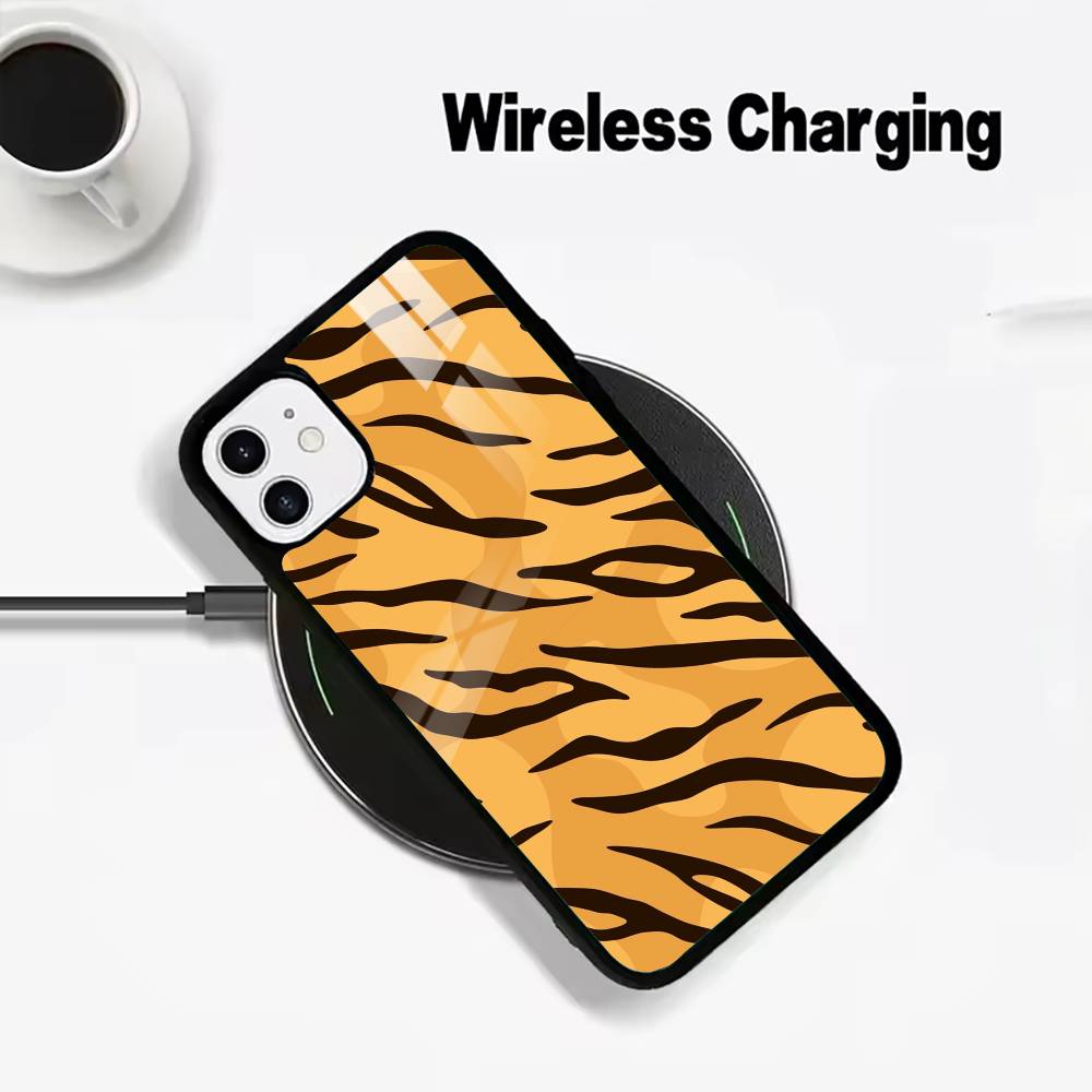 Bold Tiger Stripe Wireless charging phone case compatible with iPhone 17/16/15/14/13/12/11
