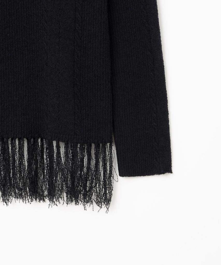 MILLO WOMEN Boucle Fringe Long Sleeve Knit [Black]