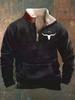 2025 Retro 3D Print Stand Collar Velvet Men's Hoodie for Autumn/Winter