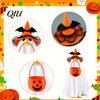 Cute Halloween Goose Figure Ghost Costume, Wizard Hat, Cape, Pumpkin Candy Pattern Decor Bag, Outdoor Yard Decoration for Statue or Garden