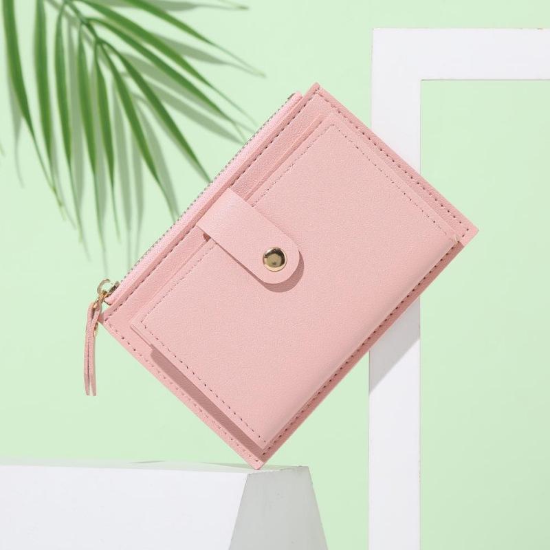 PU Leather Slim Coin Purse & Card Holder with Multiple Slots and Ins Buckle Logo