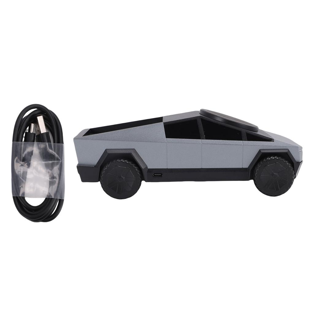 3 In 1 Wireless Charging Station Car Model 1:25 Scale Rotating Charger with Ambient Light for Phone Watch Earphone Gray