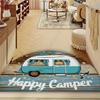 Happy Camper Semicircle Doormat Retro Camper Van Non-Slip Floor Mat for Entryway Camping Themed Rug for RV Camper Home Decor