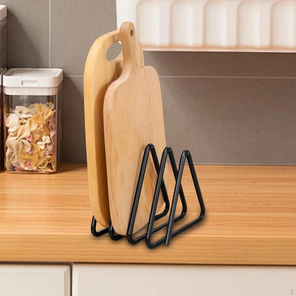 Metal Cutting Board Holder Rack, Divided Rack with 4 Slots for Kitchen Countertop