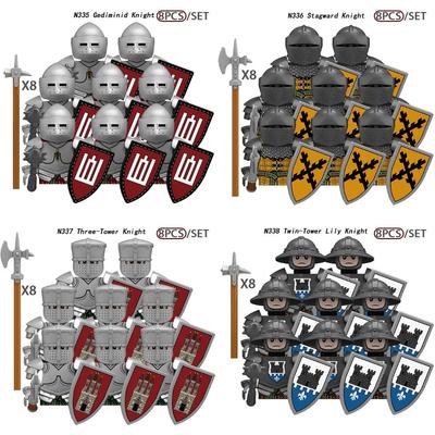 MOC Medieval Castle Tower Knights Figures Building Blocks Weapons Shield Sword Helmets Armor Vest Deer Soldiers Army Bricks Toys
