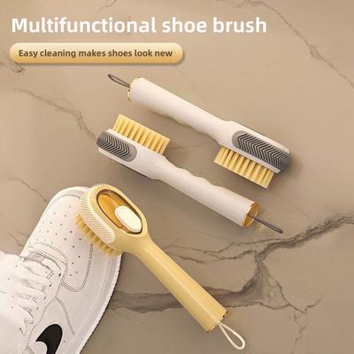 Soft Bristle Shoe Brush with Liquid Dispenser Nylon Cleaning Brush for Shoes Laundry