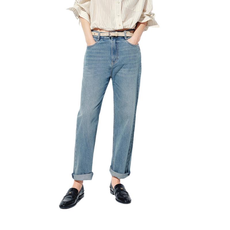 

MO&Co. Women s Washed Turkish Cotton Tapered Slim Fit Jeans XS