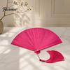 Handheld Folding Fan Vintage Japanese Bamboo Fan, Elegant with Tassels, Kimono Cheongsam Accessory Cooling Portable Oriental Style for Dancing