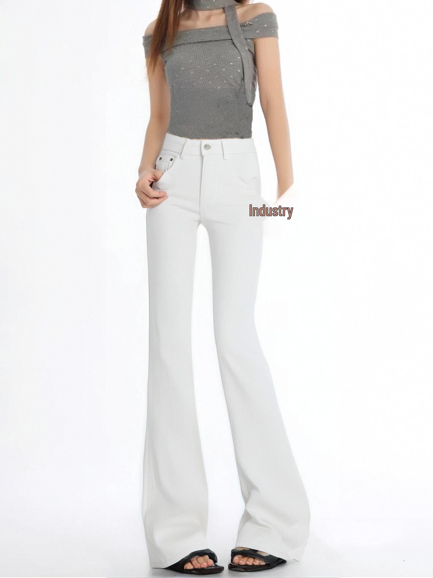 Women s White High-Waist Micro Flare Bell Bottom Jeans - 2026 Spring Collection Size 30