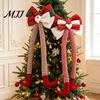 Christmas Ornament Set for Home Long Legs Bow Ornament, Plush Velvet Hanging Decor with Bendable Flexible Fabric Bows Legs, Red White Tree Pendant