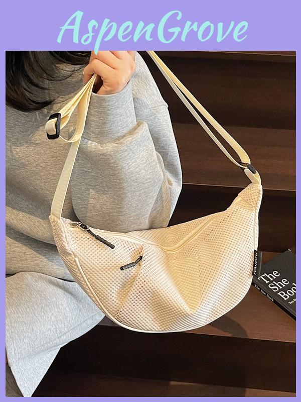 Lightweight Casual Crossbody Bag With Polyester Lining And Zipper Closure For Girls