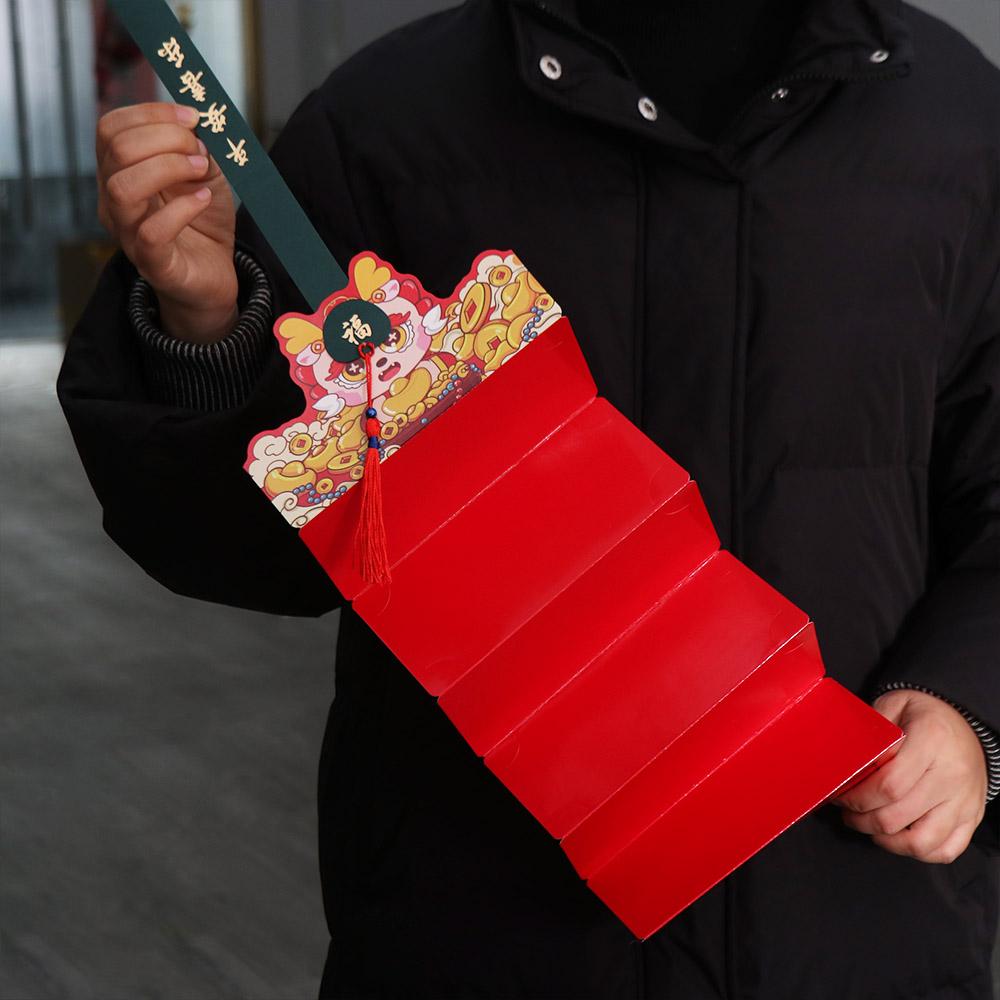 Fodable 2025 New Year Packet Cartoon Blessing Bag 2/6/8/10 Slots Folding Red Envelope  Party Gifts