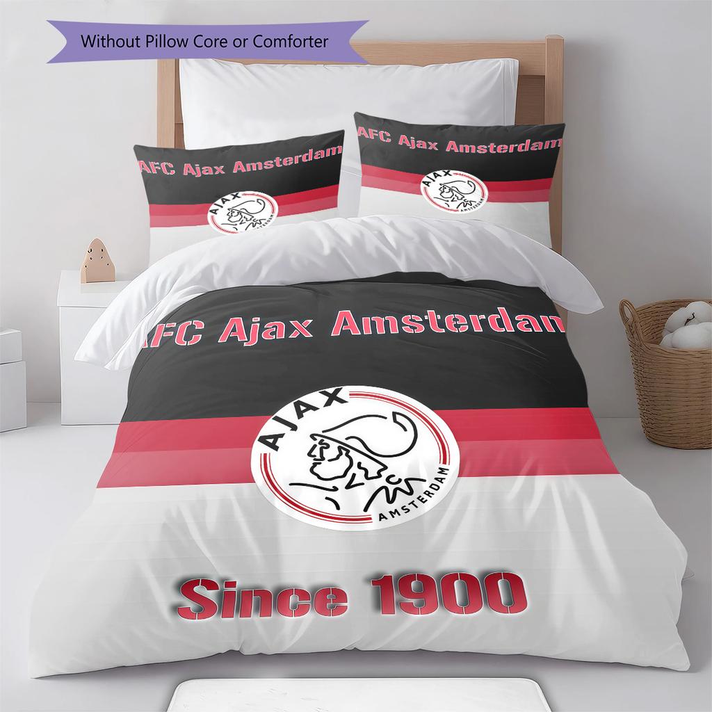 AFC Ajax Logo Bettwäsche Steppdecke Set Bettbezug Kissenbezug Heimdekoration Geburtstagsgeschenk (1 Bettbezug + 2 Kissenbezüge, ohne Füllung)