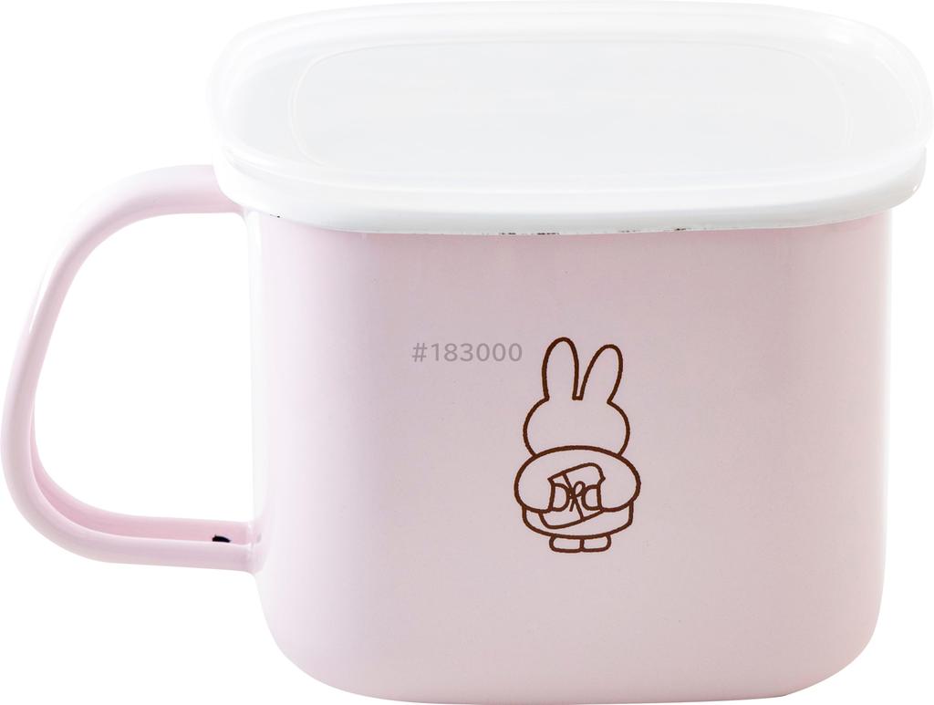 Fuji Enamel Miffy Pastel Miso Storage Container, Square, Pink, Fits Miso Soup, Perfect As a Gift