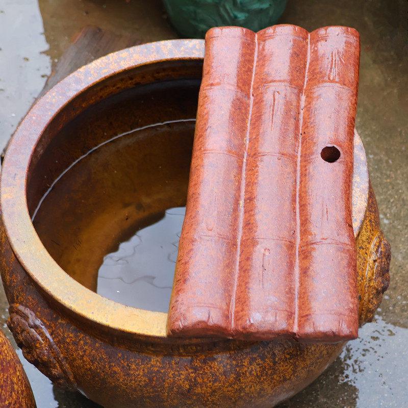 Retro Handmade Ceramic Waterfall Pot: Ancient Fish Farming Water Feature for Courtyard Landscapes