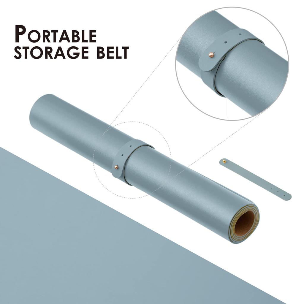 Natural Cork & PU Double-Sided Desk Mat, Large Mouse Pad, Desk Protector, Waterproof Keyboard Mat, Ideal for OfficeHomeGamingDecoration (Light Blue,