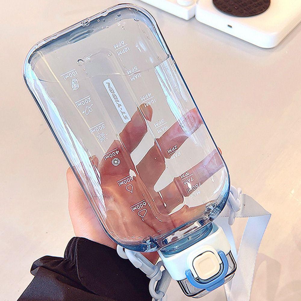 Transparent Sport Drinking Bottle with Adjustable Strap Drinking Cup Plastic Water Bottle  Outdoor