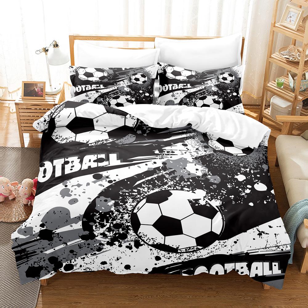 Dekbedovertrek 210x210 Print Football Teenagers Duvetcover&2pcs Pillowcase Single Double Size Super Comfortable Bedding Set