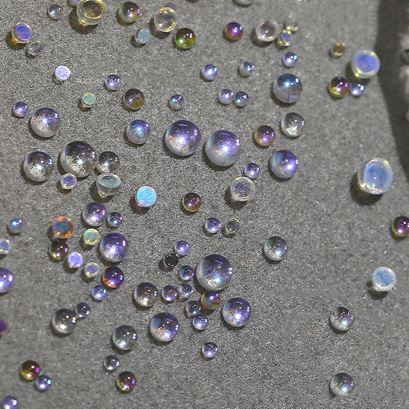 100 Stück Gemischte Größe Aurora Meerjungfrau Perlen Nailart Dekoration Sommer Teile Bunte Macaron Blasenperlen Nagelanhänger DIY Maniküre