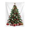 Festive Window Hanging Merry Christmas Tapestry, Wall Fabric Backdrop, Xmas Tree Winter Holiday Party Scene Decoration Art for Living Room,