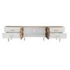 TV Cabinet with LED Light 4 Drawers Spacious Countertop High-Gloss Television Stand Painting Mid Century Modern Living Room Furniture Console