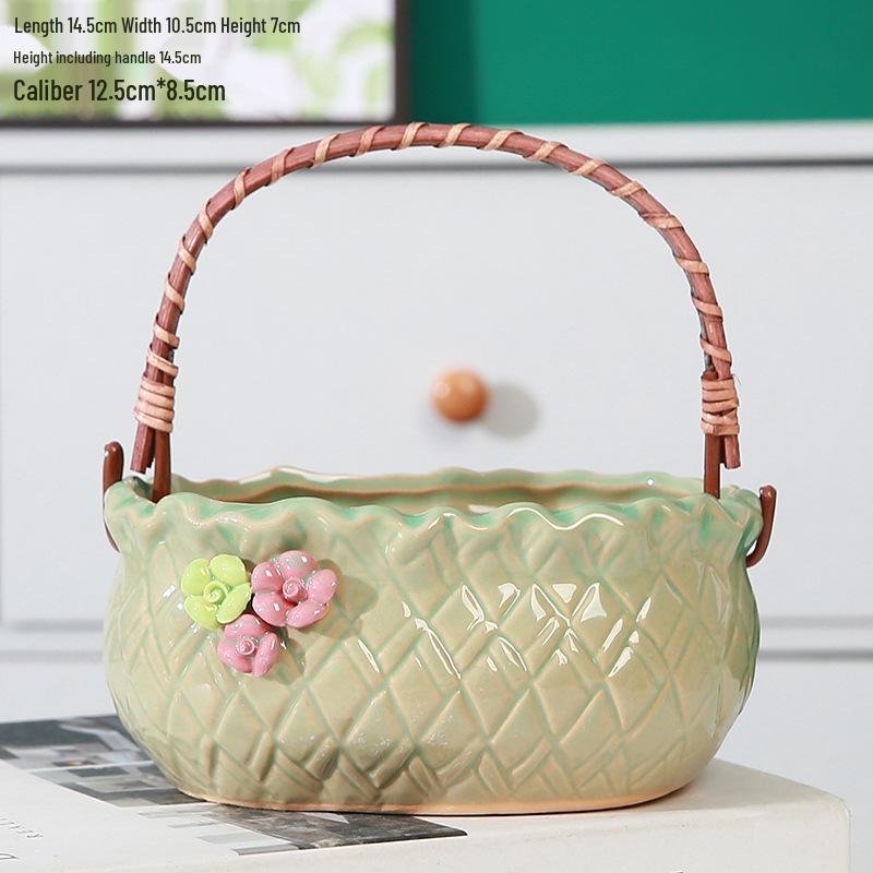 Handmade Rattan Hanging Basket Planter for Succulents and Flowers