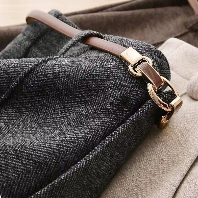 Women's Straight Leg Wool Flannel Trousers: Thick, Warm, and Comfortable for Autumn and Winter.