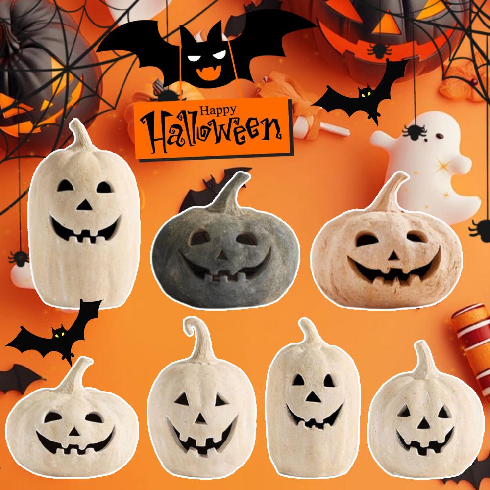 Halloween Pumpkin Lantern Decorative Hand-Carved Pumpkin Table Ornament Handcrafted Jack O Lantern Shade Home Room Decoration