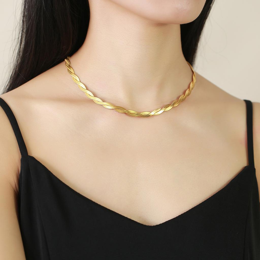Vnox Klassischer Goldplattierter Choker aus Edelstahl, Trendiges Mehrfach-Kettenglied-Halskette für Damen, Täglicher Schmuck 40+5cm Länge
