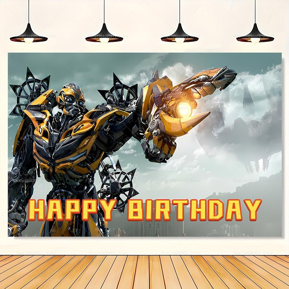 Fun Transformers Background Banner with Optimus Prime Theme for Kids, Children's Party Decoration