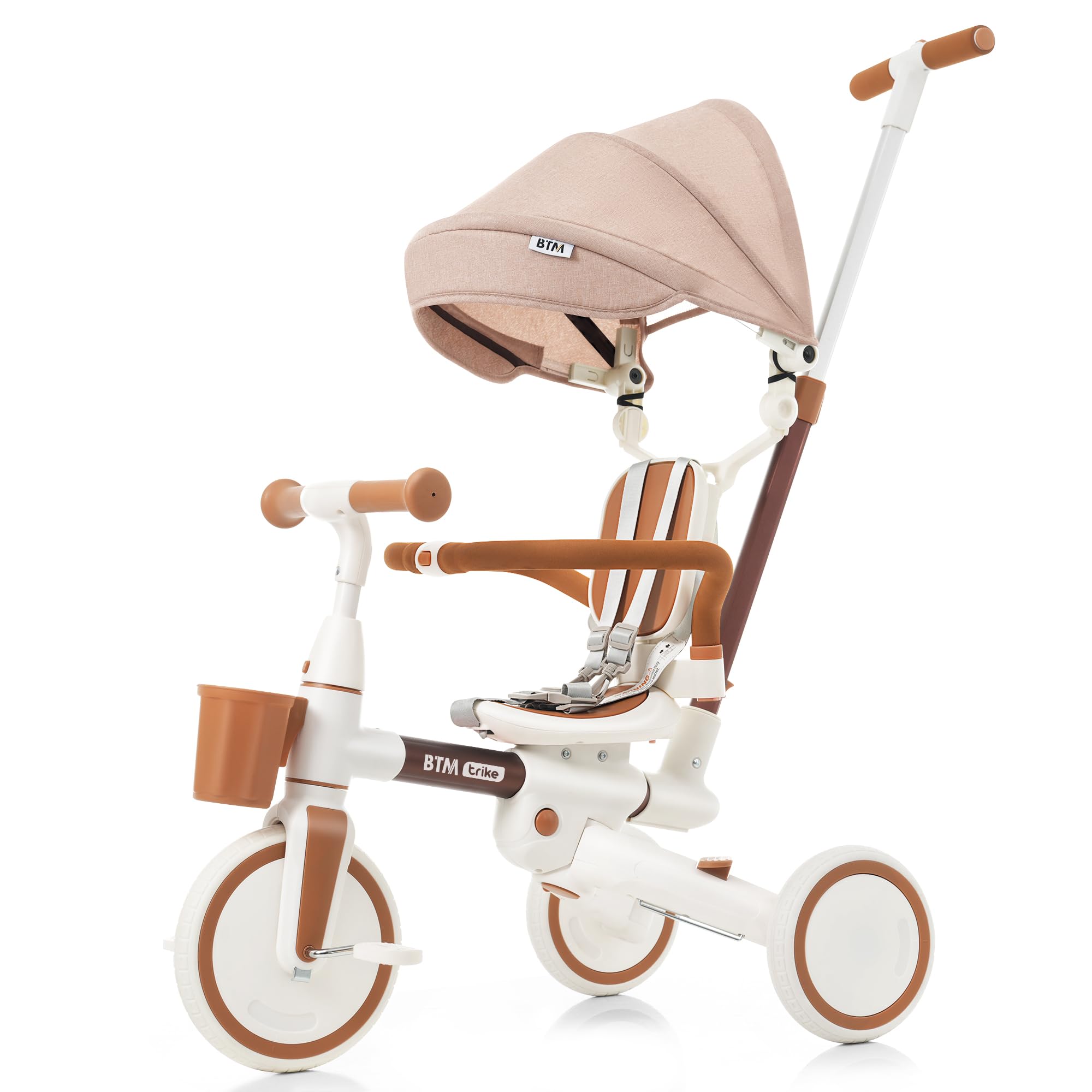 

BTM Трехколесный велосипед с толкателем, вращающийся, детский, вращающийся, коричневый, детский руль, 7-в-1, многофункциональный, сиденье, велосипед, сиденье,