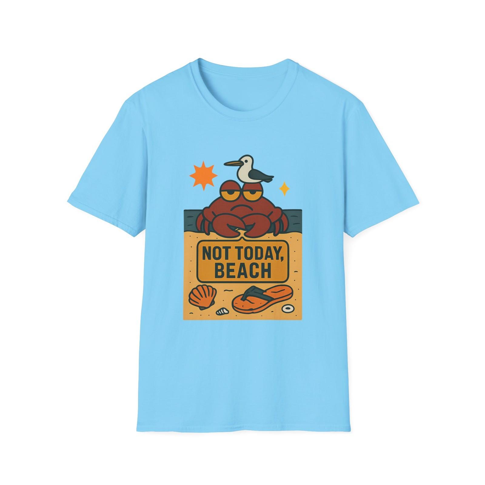Unisex Softstyle Grumpy Crab “Not Today Beach” T-Shirt Mens Womens Tees Top – Funny, Seagull S