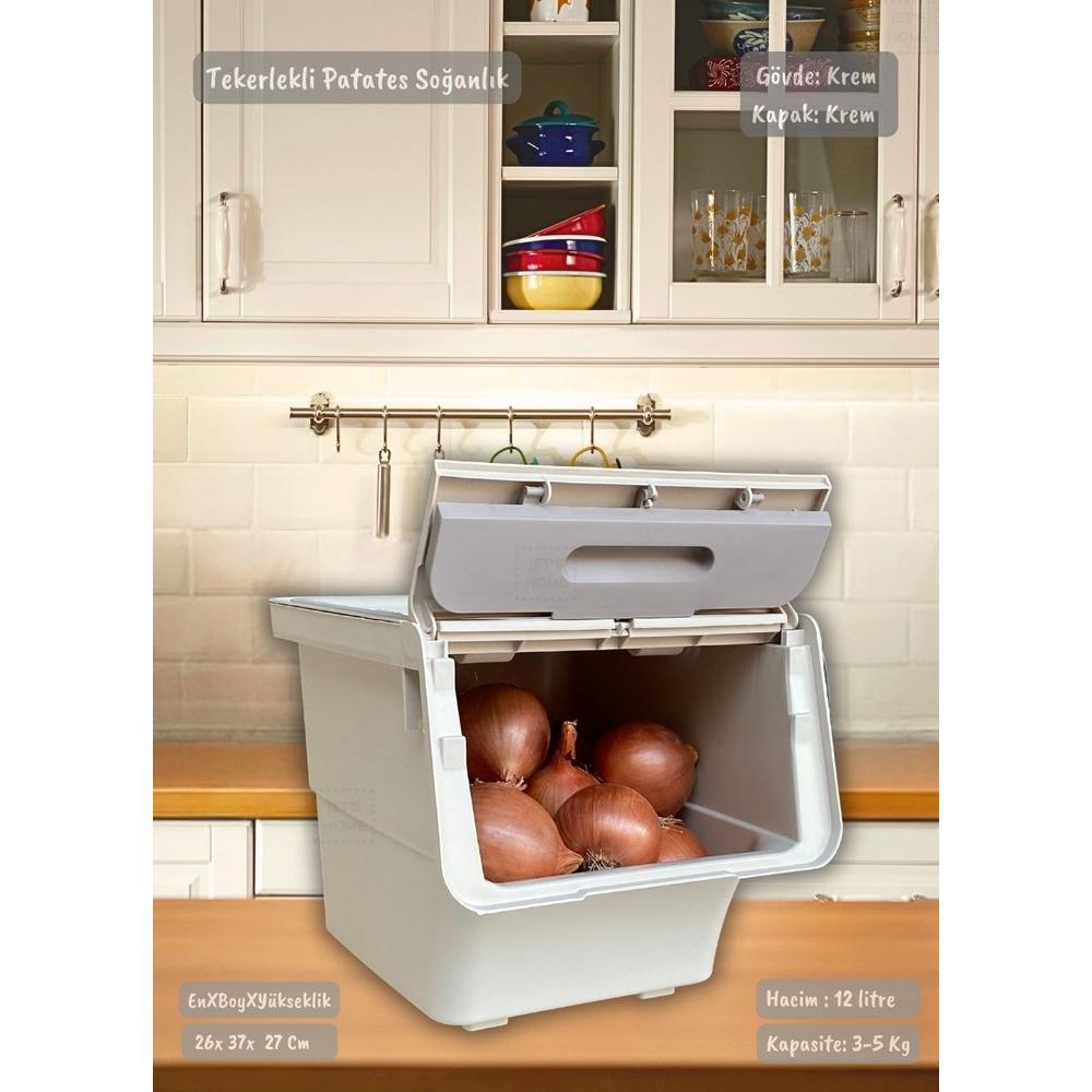 

Tekli Tekerlekli Patateslik Soğanlık Oyuncak Kutusu Patates Soğan Sepeti Motek Krem 12 Lt