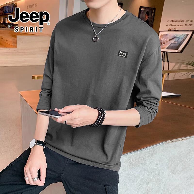 JEEP SPIRIT Men's Loose Fit Heavy Cotton Long Sleeve T-Shirt