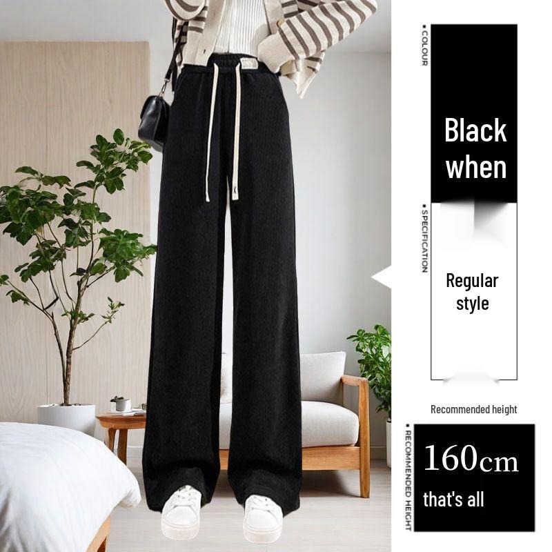 

2024 Women s Autumn/Winter High-Waist Chenille Fleece-Lined Wide Leg Pants L (106-119 lbs)