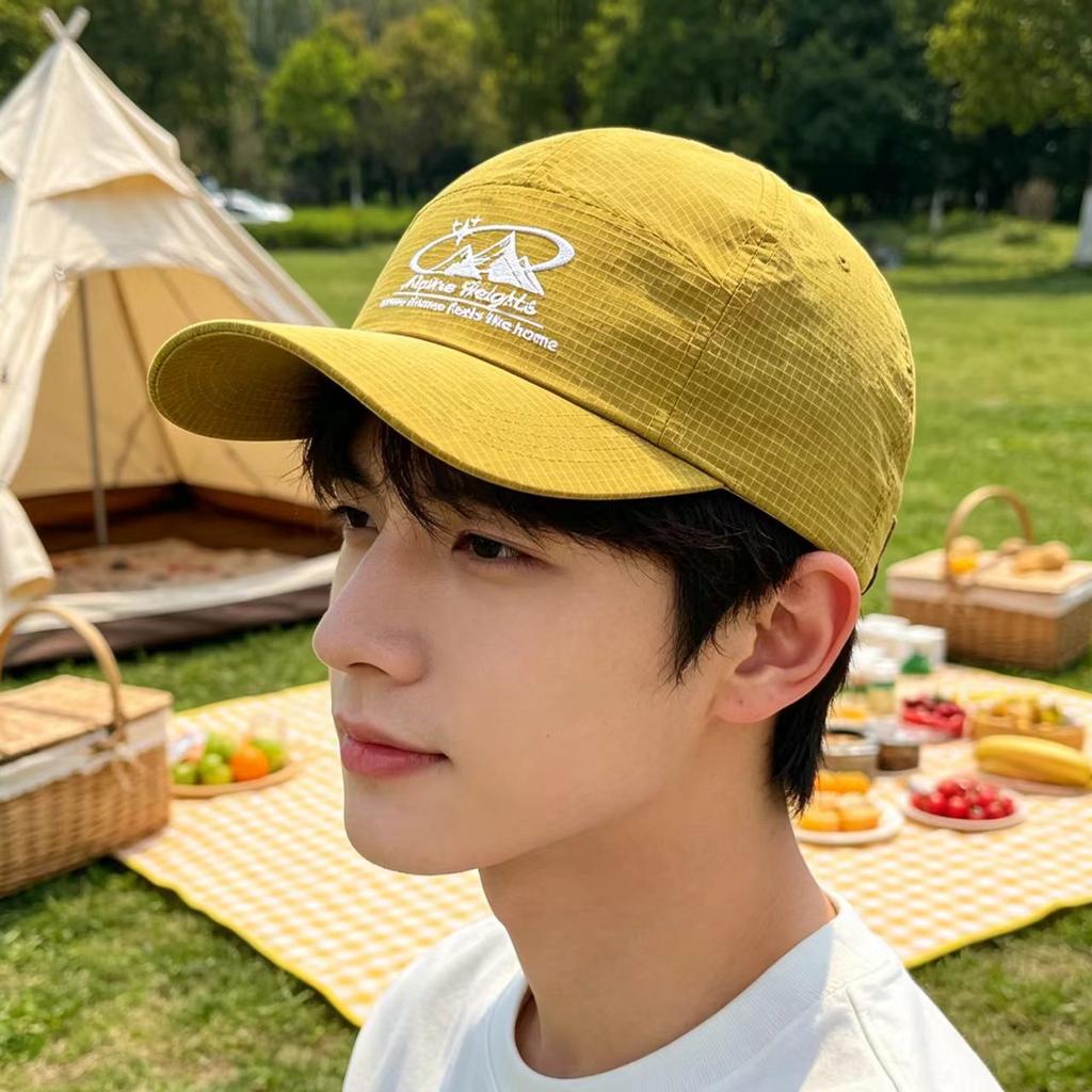 Tooling wind short brim cap children spring and summer outdoor soft top versatile embroidered baseball cap men's mountaineering sun protection